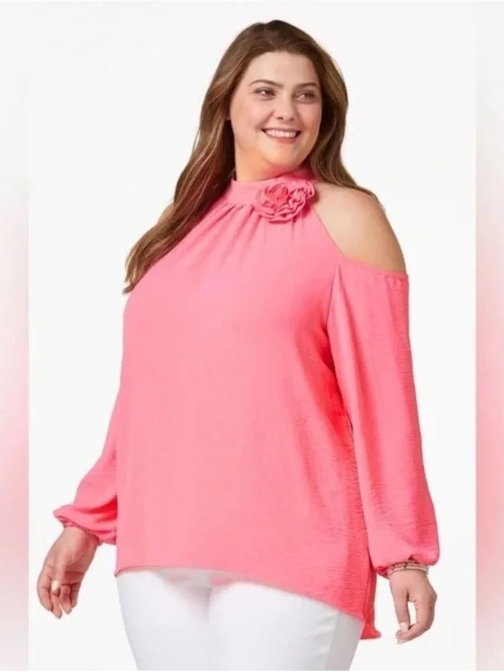 Cato | PLUS SIZE ROSETTE COLD SHOULDER TUNIC